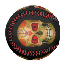 Red Mit Augen Sugar Skull Zombie Baseball