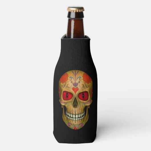 Red Mit Augen Sugar Skull Zombie Flasche Cooler Flaschenkühler (Flaschenvorderseite)