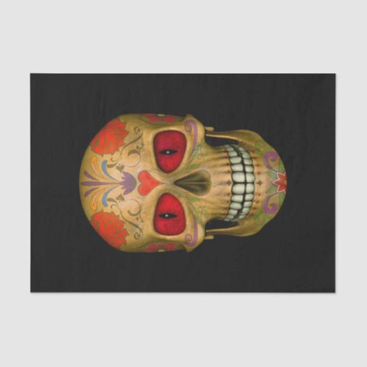 Red Mit Augen Sugar Skull Zombie Tissue Paper Seidenpapier (Vorderseite)