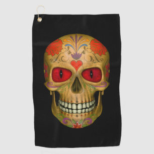 Red Mit Augen Sugar Skull Zombie Untote Golftüche Golfhandtuch