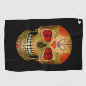 Red Mit Augen Sugar Skull Zombie Untote Golftücher Golfhandtuch (Horizontal)