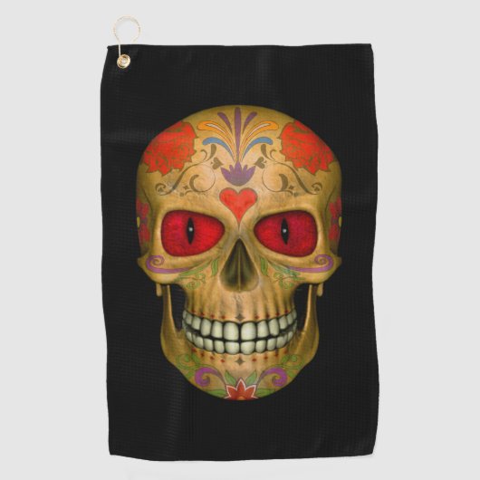 Red Mit Augen Sugar Skull Zombie Untote Golftücher Golfhandtuch (Vorderseite)