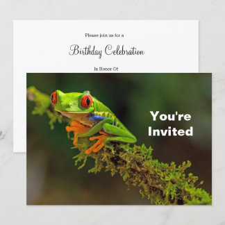 Red Mit Augen Tree Frog Foto Geburtstag Einladung