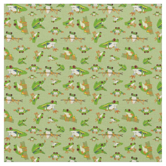 Red Mit Augen Tree Frog Pattern Stoff (Nahaufnahme)