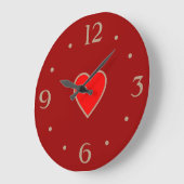 Red mit Light Red Heart Valentinstag Gift Große Wanduhr (Winkel)