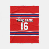 Red mit Navy White Stripes Team Jersey Fleecedecke (Vorderseite)