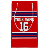 Red mit Navy White Stripes Team Jersey Kleine Geschenktüte (Vorderseite)