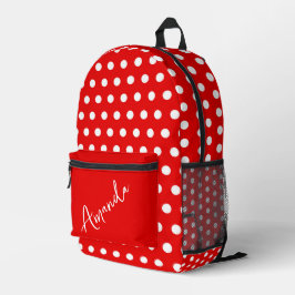 Red mit White Polka Dots Personalisiert Bedruckter Rucksack