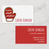 Red Mitten Mattiert Sugardkeks Weihnachtsfest Visitenkarte (Vorne/Hinten)