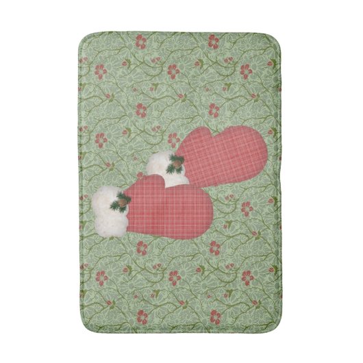 Red Mittens Christmas Bath Mat Badematte (Vorderseite Vertikal)