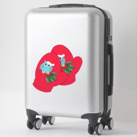 Red Mittens | Schale und Holly Groß Aufkleber (Koffer)