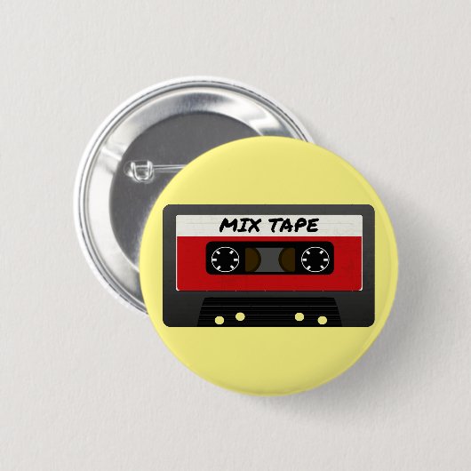 Red Mix Tape - 80er und 90er Retro Inspiriert Gesc Button (Vorne & Hinten)