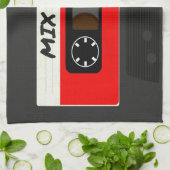 Red Mix Tape - 80er und 90er Retro Inspiriert Gesc Geschirrtuch (Gefaltet)