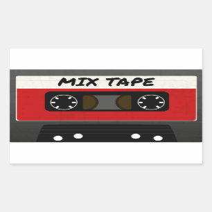 Red Mix Tape - 80er und 90er Retro Inspiriert Gesc Rechteckiger Aufkleber