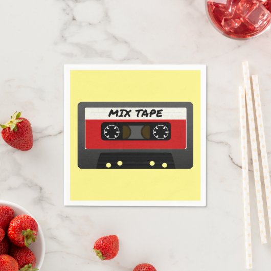 Red Mix Tape - 80er und 90er Retro Inspiriert Gesc Serviette (Beispiel)