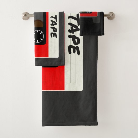 Red Mix Tape - 80er und 90s Retro Geschenk Badhandtuch Set (Insitu)