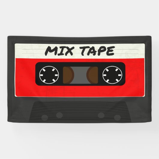 Red Mix Tape - 80er und 90s Retro  Geschenk Banner (Horizontal)