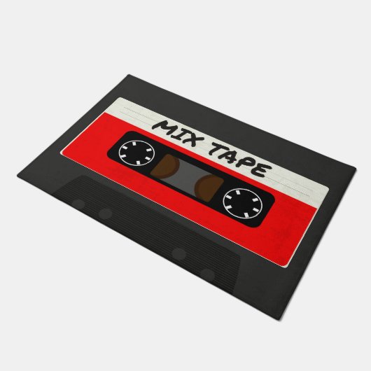 Red Mix Tape - 80er und 90s Retro  Geschenk Fußmatte (Schrägansicht)