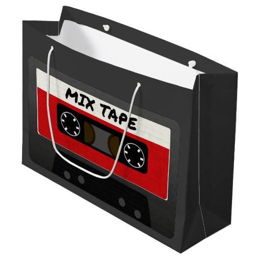 Red Mix Tape - 80er und 90s Retro Geschenk Große Geschenktüte (Vorderseite Schrägansicht)