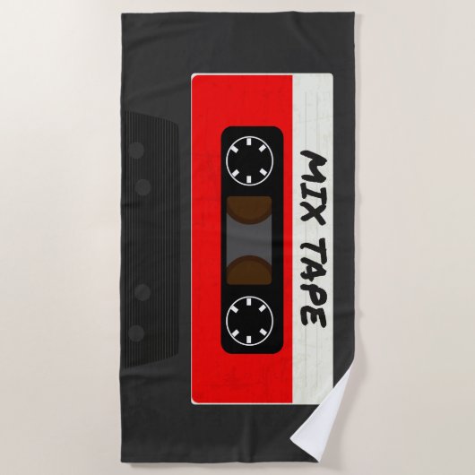Red Mix Tape - 80er und 90s Retro Geschenk Strandtuch (Vorderseite)