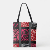 Red Mixed Animal Print Tasche (Rückseite)