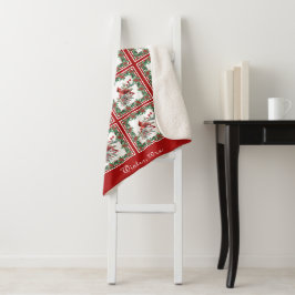 Red Mockingbird Poinsettia Border Red Custom Sherpadecke