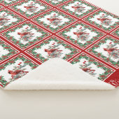 Red Mockingbird Poinsettia Border Red Custom Sherpadecke (3/4)