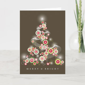 Red Mod Circles Glasen Abstrakten Weihnachtsbaum Feiertagskarte