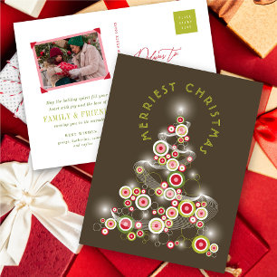 Red Mod Circles Glasen Abstrakten Weihnachtsbaum Feiertagspostkarte