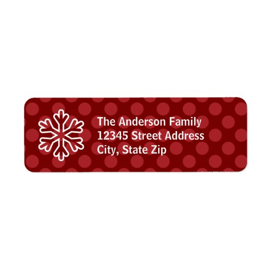 Red Mod Dots Snowflake - Rückgabeadresse-Label (Vorne)