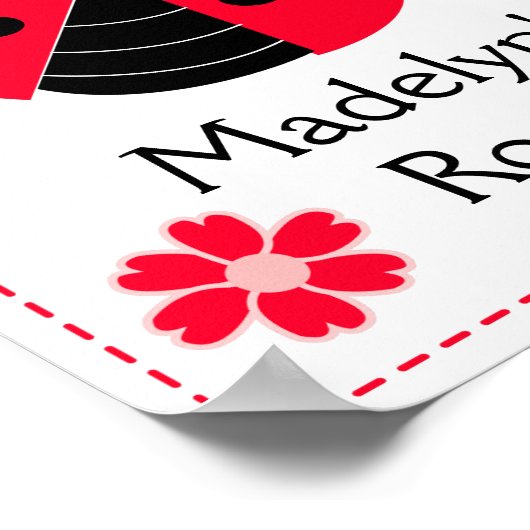 Red Mod Ladybug Girl's Room Art Print Custom Poster (Ecke)
