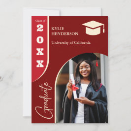 Red Modern Abschluss Foto Einladung