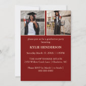 Red Modern Abschluss Foto Einladung (Rückseite)