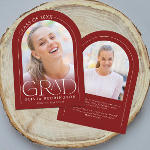 Red Modern Arch 2 Foto Abschluss Ankündigung