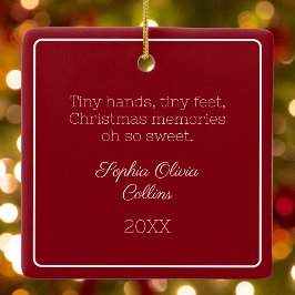 Red Modern Baby Foto Minimalistisches Weihnachtsfe Keramikornament