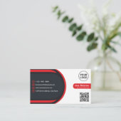 Red Modern Beruflich Corporate Scannable Visitenkarte (Stehend Vorderseite)