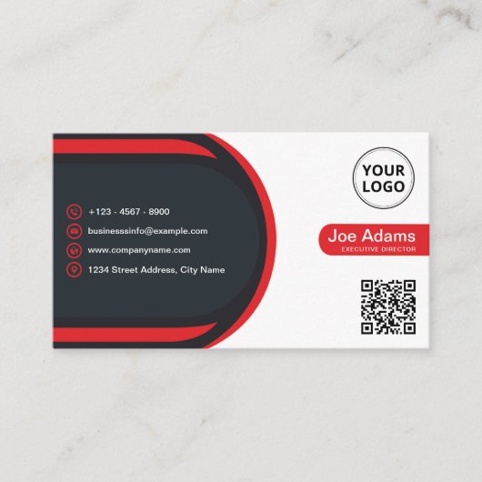 Red Modern Beruflich Corporate Scannable Visitenkarte (Vorderseite)