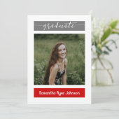 Red Modern Block 3-Foto-Abschluss Einladung (Stehend Vorderseite)