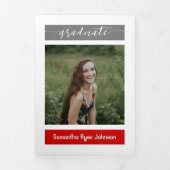 Red Modern Block 5-Foto-Abschluss Dreifach Gefaltete Einladung (Cover)