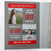 Red Modern Block 5-Foto-Abschluss Dreifach Gefaltete Einladung (Innen Erste Seite)