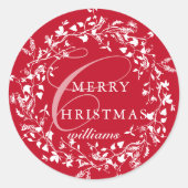 Red Modern Boho Wildblume Wreath Runder Aufkleber (Vorderseite)