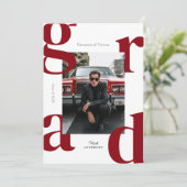 Red Modern Bold Class of 2024 Abschluss Einladung (Stehend Vorderseite)