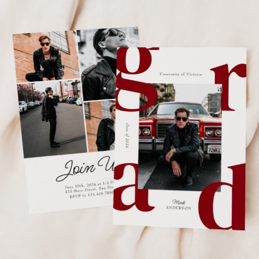 Red Modern Bold Class of 2024 Abschluss Einladung