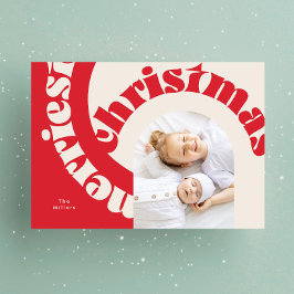 Red Modern Bold Typografy Christmas Ein Foto Feiertagskarte