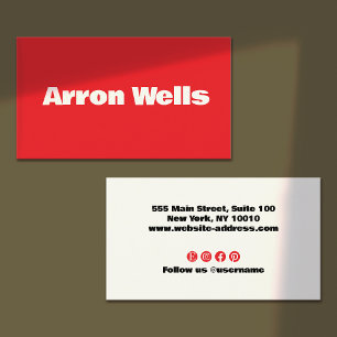 Red Modern Bold Typografy Visitenkarte