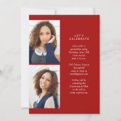 Red Modern Calligraphy Five Foto Graduation Party Einladung (Rückseite)