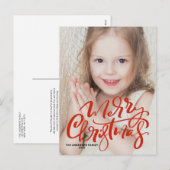 Red Modern Calligraphy Frohe Weihnachten Foto (Vorne/Hinten)