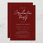 Red Modern Calligraphy Script Graduation Party Einladung (Vorne/Hinten)