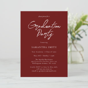 Red Modern Calligraphy Script Graduation Party Einladung