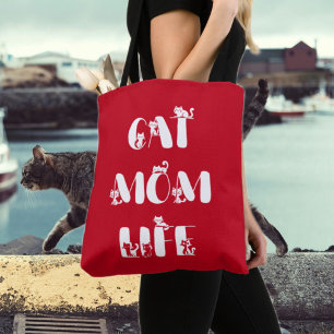 Red Modern Cat Mama Leben Niedlich Muttertag Tasche